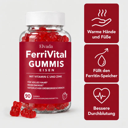 Elvada FerriVital Gummis mit Eisen, Vitamin C und Zink, 90 Gummis